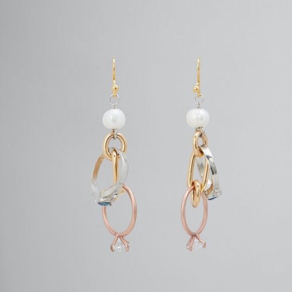 New Marni Drop Earrings with chains & rings - Picture 1 of 5